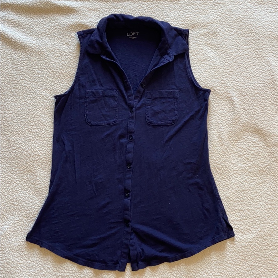Loft Sleeveless Collared Button Down